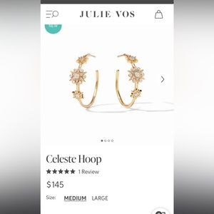 Julie Vos Chelsea Hoop, gold with cubic zirconia accents, NWT, medium hoop
